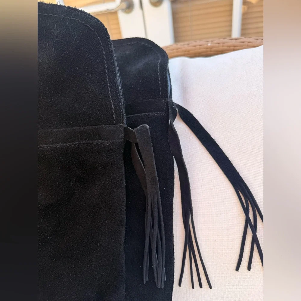 Franco Sarto Ellen Black Leather/Suede Over the Knee Boots